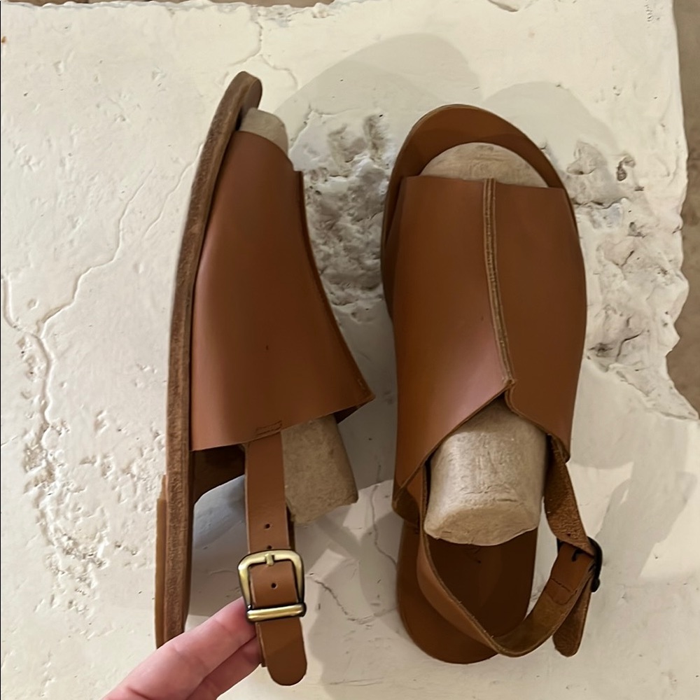 Greek sandals Women's Brown Leather Slingback Sandals - Picture 2 of 6